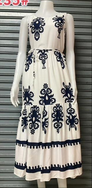 Summer Casual Sleeveless Maxi Dress With Waist Tie